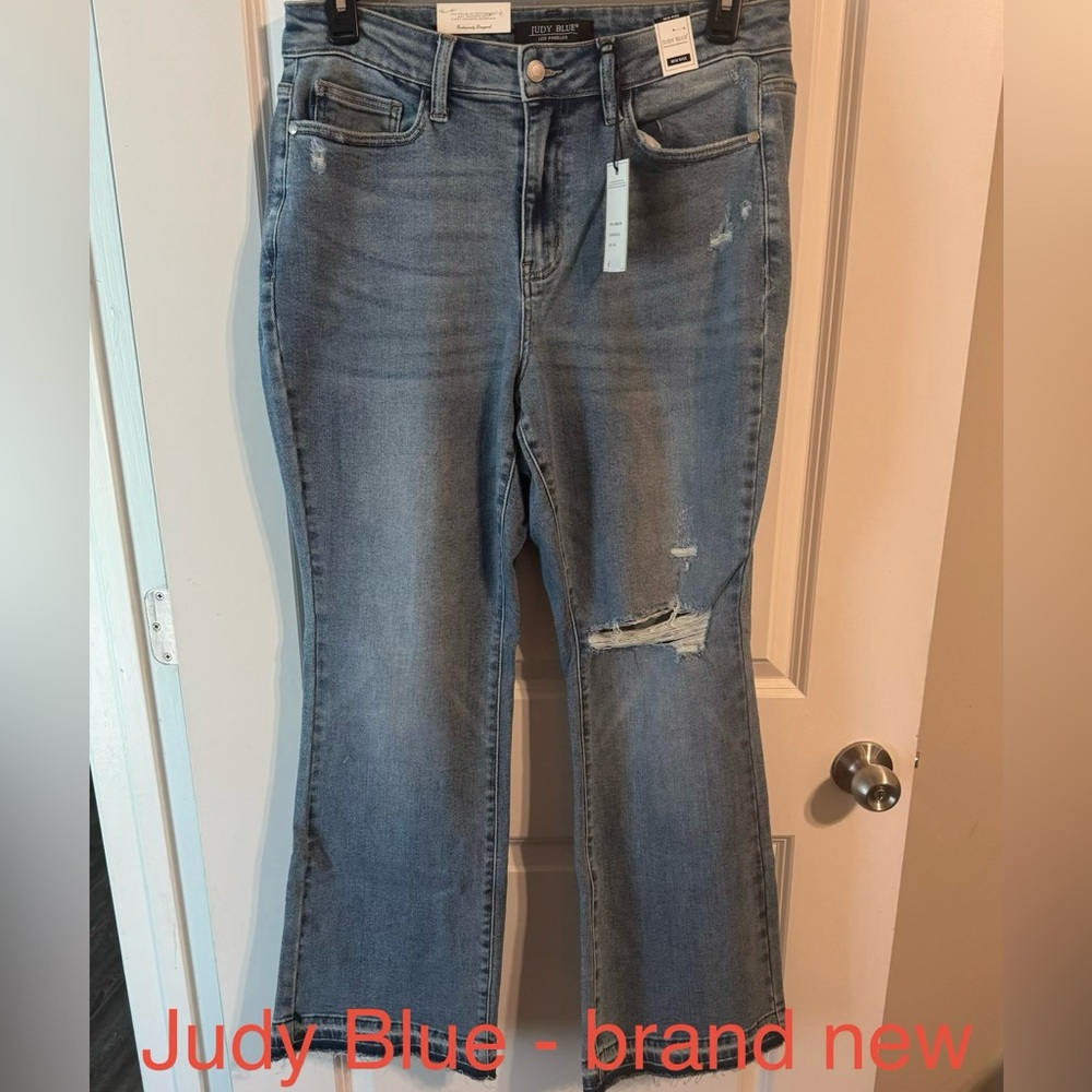 Judy Blue Women's Light Blue Distressed Flare Jeans